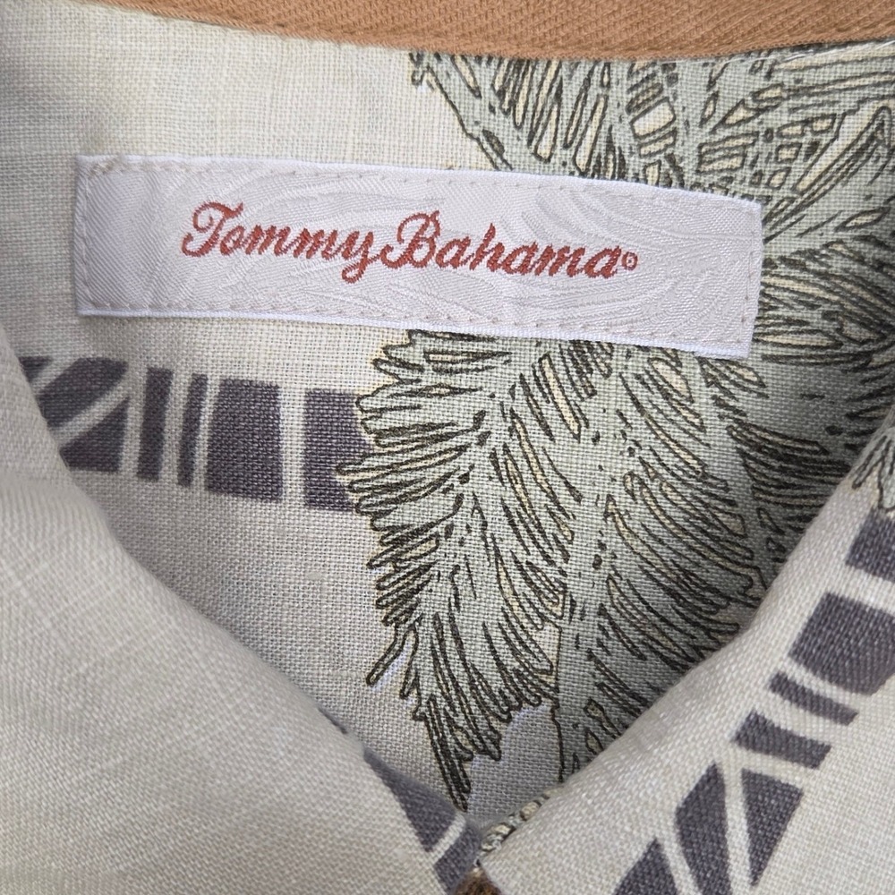 Tommy Bahama Button Up Shirt Mens XL Beige Palm Tree 100% LINEN Short Sleeve - Picture 4 of 7